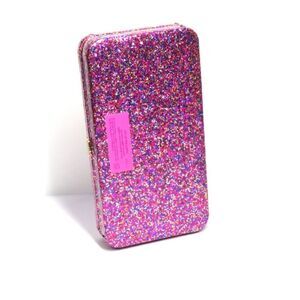 Tarte Life of the Party Sparkling Pink Glitter Rainbow Hard Shell Clutch ONLY LE